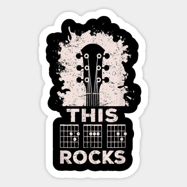 Mens Acoustic Guitar Chord Rocks Music Fathers Day Gifts T shirt Sticker by Tisine